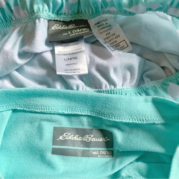 Eddie Bauer Kids 3 Pc Teal Cloud Printed PJ Set L (14/16) - Picture 11 of 14